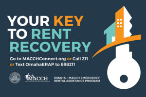 Your Key to Rent Recovery Logo - Call 211 for help or Text OmahaERAP to 898211